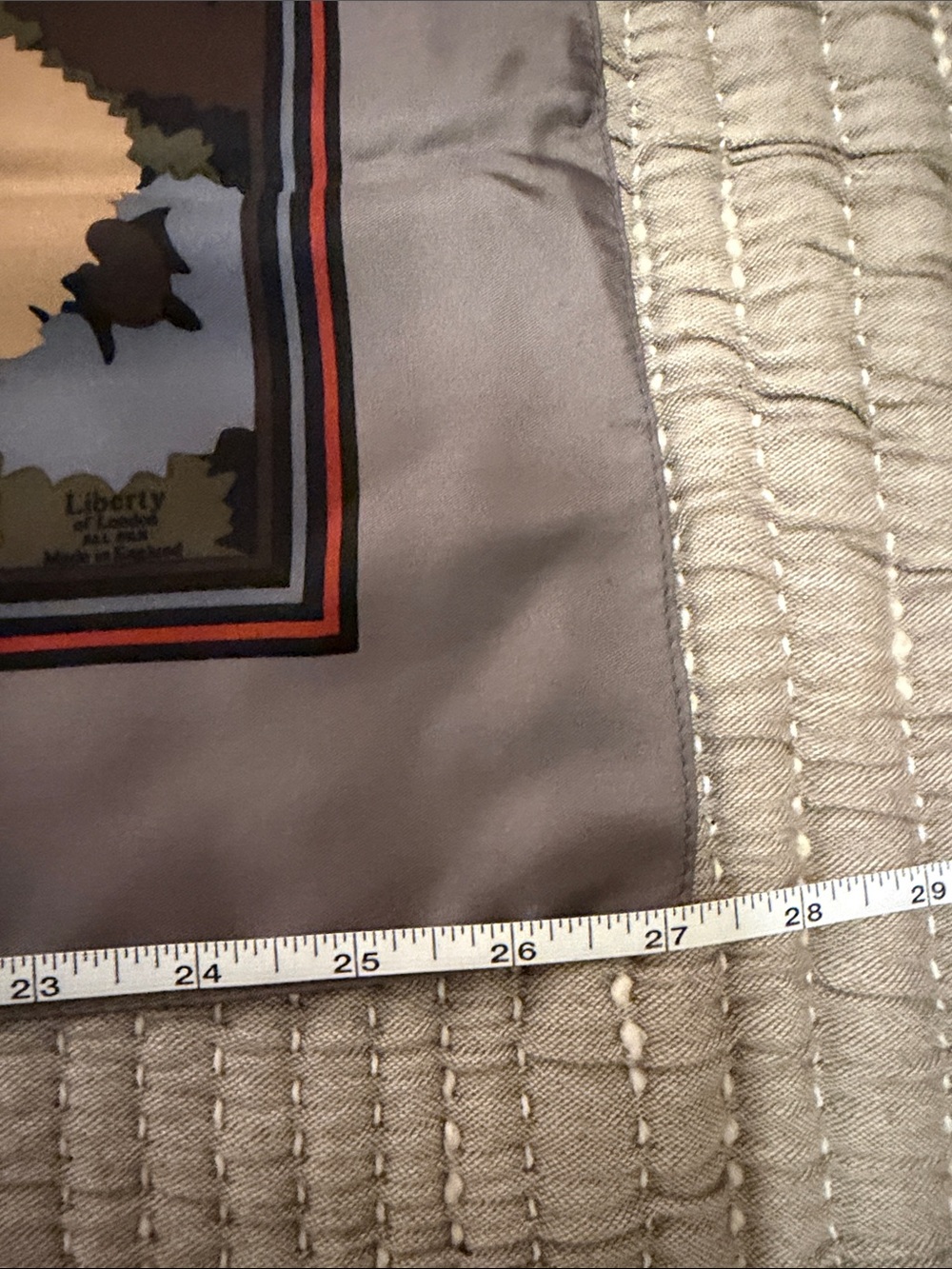 Vintage Liberty of London Floral Silk Scarf in Gray, Yellow, Orange, Blue,Brown - Picture 3 of 7